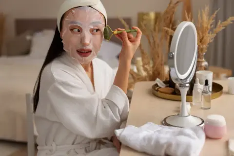 lady with hydrating mask